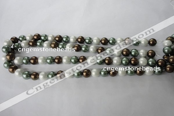 CSB1053 15.5 inches 10mm round mixed color shell pearl beads