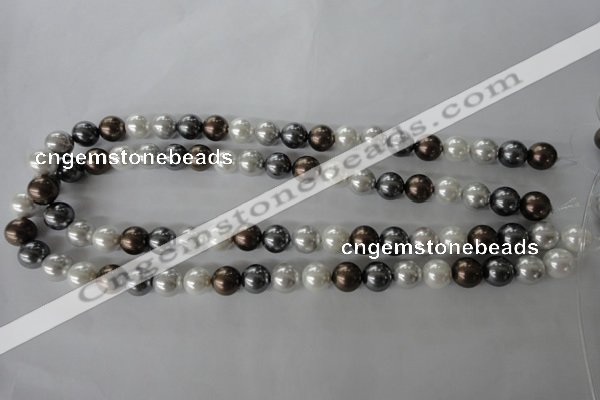 CSB1054 15.5 inches 10mm round mixed color shell pearl beads