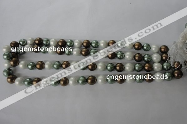 CSB1055 15.5 inches 10mm round mixed color shell pearl beads