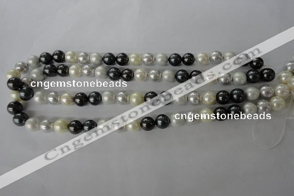 CSB1056 15.5 inches 10mm round mixed color shell pearl beads