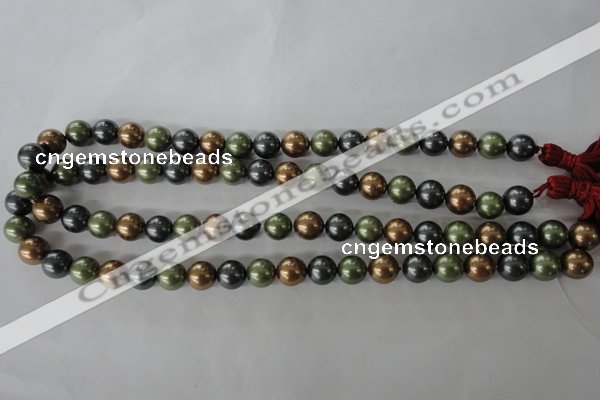 CSB1057 15.5 inches 10mm round mixed color shell pearl beads