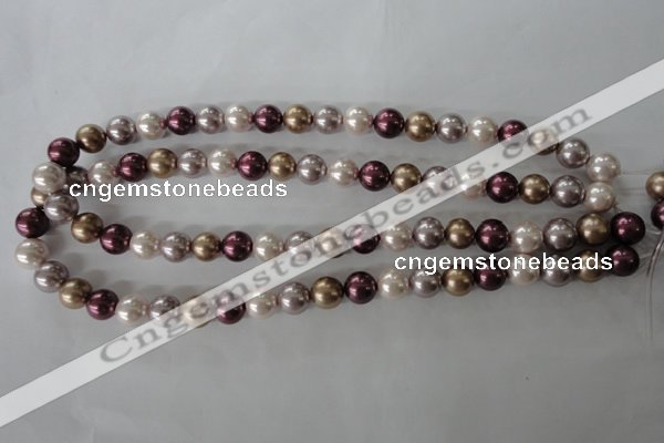 CSB1059 15.5 inches 10mm round mixed color shell pearl beads