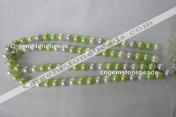 CSB1061 15.5 inches 10mm round mixed color shell pearl beads