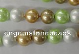 CSB1062 15.5 inches 10mm round mixed color shell pearl beads