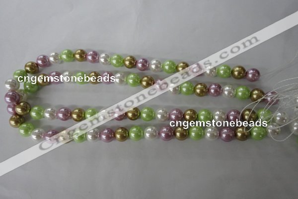 CSB1063 15.5 inches 10mm round mixed color shell pearl beads