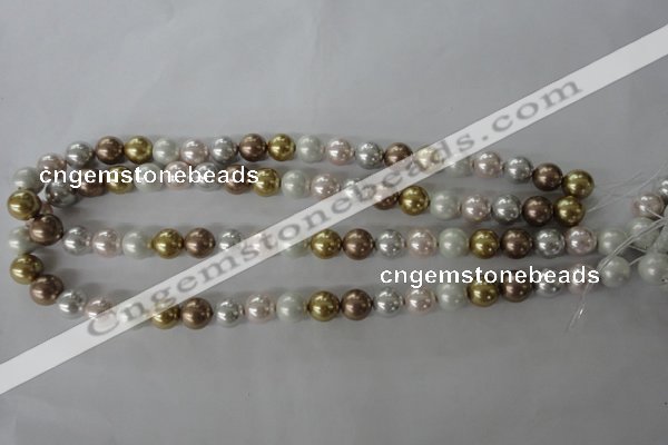 CSB1064 15.5 inches 10mm round mixed color shell pearl beads