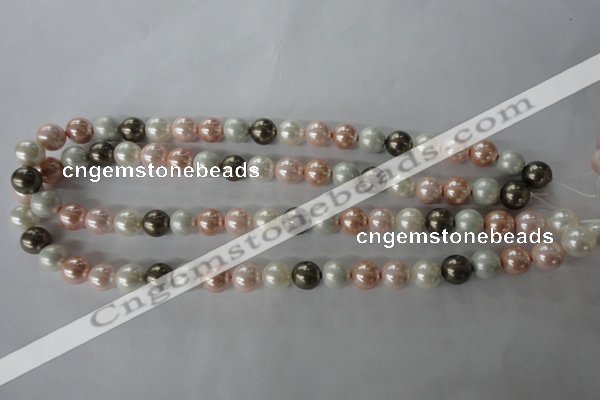 CSB1065 15.5 inches 10mm round mixed color shell pearl beads