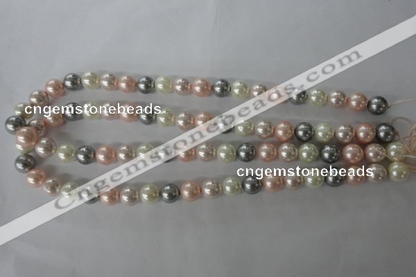 CSB1066 15.5 inches 10mm round mixed color shell pearl beads