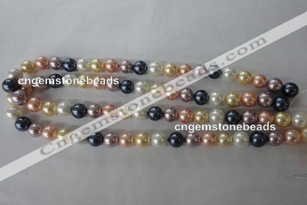 CSB1067 15.5 inches 10mm round mixed color shell pearl beads