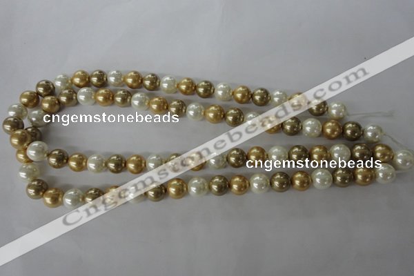 CSB1068 15.5 inches 10mm round mixed color shell pearl beads