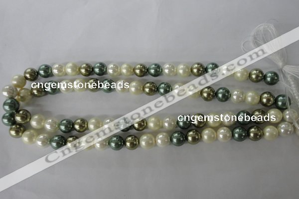 CSB1070 15.5 inches 10mm round mixed color shell pearl beads