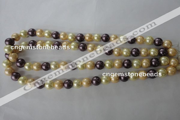 CSB1072 15.5 inches 10mm round mixed color shell pearl beads