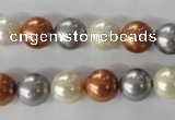 CSB1073 15.5 inches 10mm round mixed color shell pearl beads