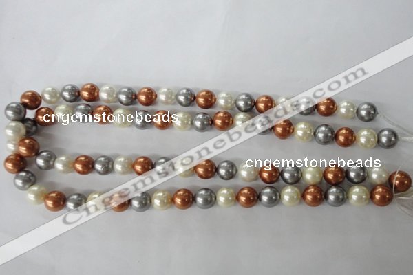 CSB1073 15.5 inches 10mm round mixed color shell pearl beads