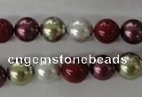 CSB1075 15.5 inches 10mm round mixed color shell pearl beads