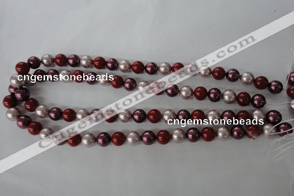 CSB1076 15.5 inches 10mm round mixed color shell pearl beads