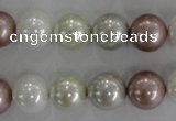 CSB1080 15.5 inches 12mm round mixed color shell pearl beads