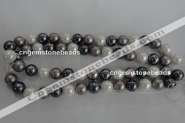 CSB1082 15.5 inches 12mm round mixed color shell pearl beads