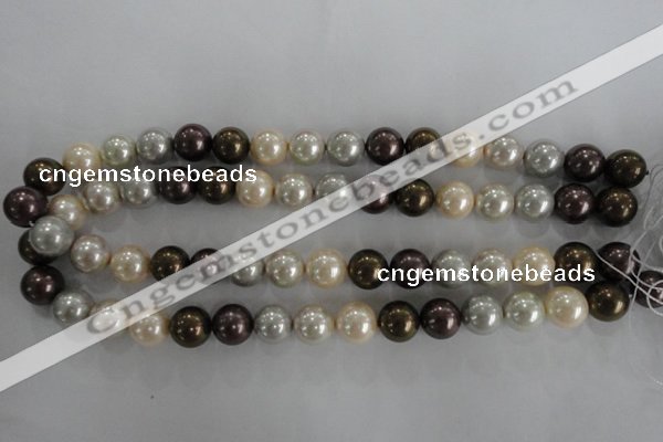 CSB1083 15.5 inches 12mm round mixed color shell pearl beads