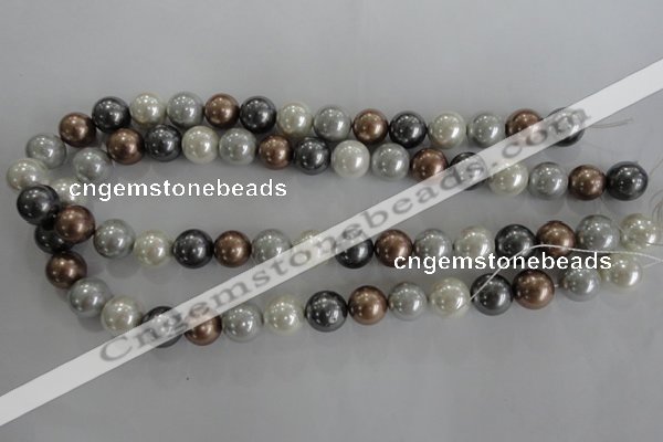 CSB1084 15.5 inches 12mm round mixed color shell pearl beads