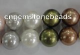 CSB1085 15.5 inches 12mm round mixed color shell pearl beads