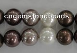 CSB1087 15.5 inches 12mm round mixed color shell pearl beads