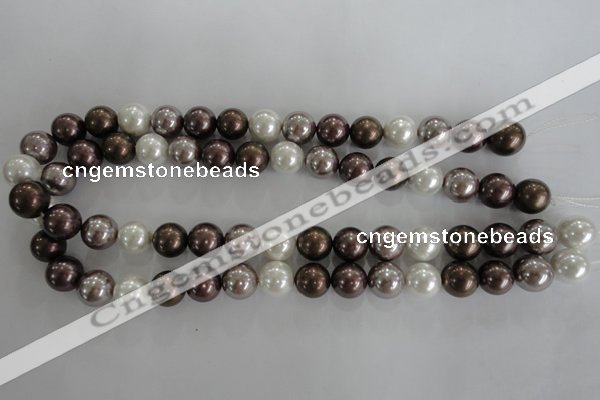 CSB1087 15.5 inches 12mm round mixed color shell pearl beads