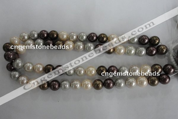 CSB1088 15.5 inches 12mm round mixed color shell pearl beads