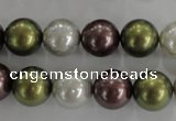 CSB1089 15.5 inches 12mm round mixed color shell pearl beads