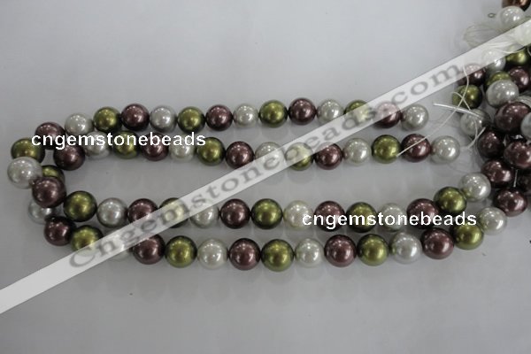CSB1089 15.5 inches 12mm round mixed color shell pearl beads