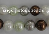 CSB1090 15.5 inches 12mm round mixed color shell pearl beads