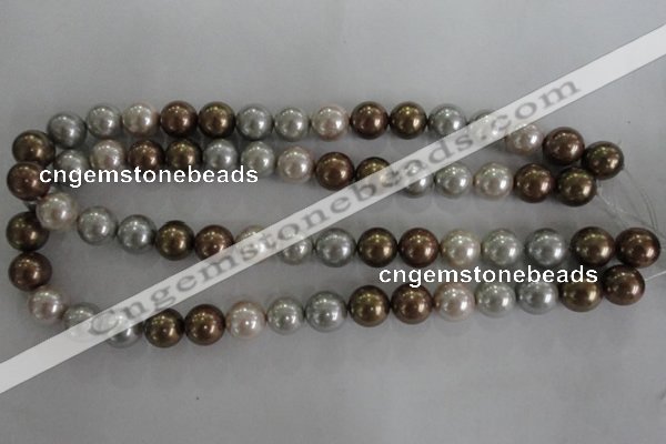 CSB1091 15.5 inches 12mm round mixed color shell pearl beads