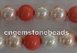 CSB1096 15.5 inches 12mm round mixed color shell pearl beads