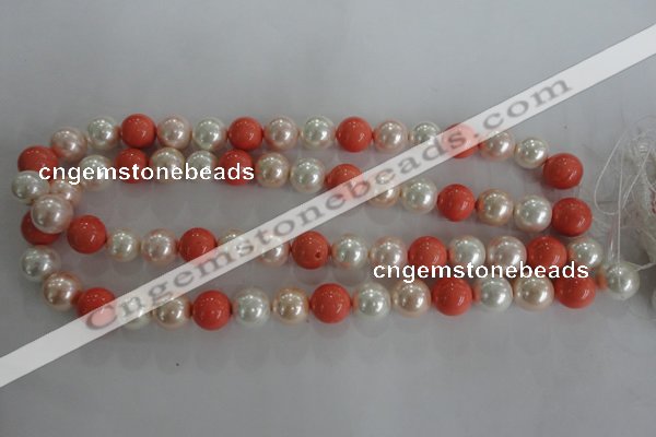 CSB1096 15.5 inches 12mm round mixed color shell pearl beads