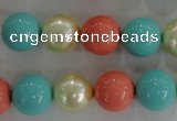 CSB1097 15.5 inches 12mm round mixed color shell pearl beads