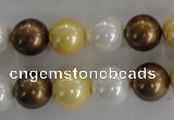 CSB1099 15.5 inches 12mm round mixed color shell pearl beads