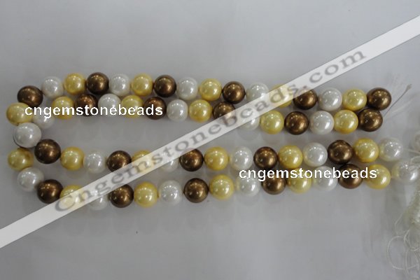 CSB1099 15.5 inches 12mm round mixed color shell pearl beads