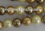 CSB1100 15.5 inches 12mm round mixed color shell pearl beads