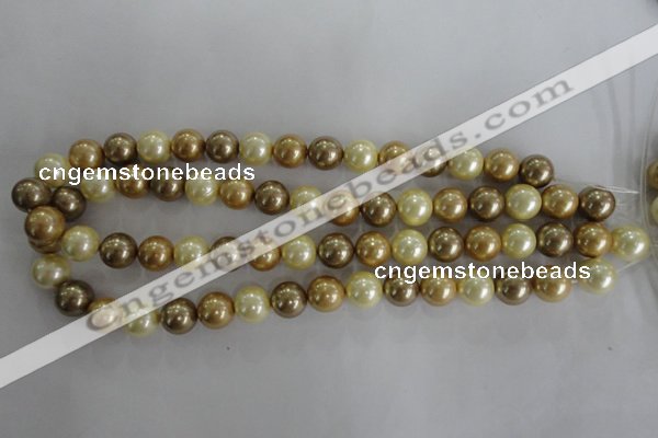 CSB1100 15.5 inches 12mm round mixed color shell pearl beads