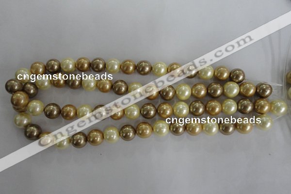 CSB1100 15.5 inches 12mm round mixed color shell pearl beads