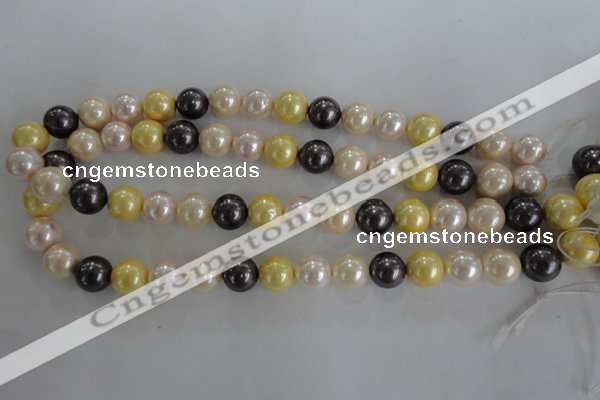 CSB1101 15.5 inches 12mm round mixed color shell pearl beads