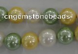 CSB1102 15.5 inches 12mm round mixed color shell pearl beads