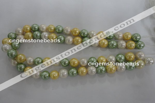 CSB1102 15.5 inches 12mm round mixed color shell pearl beads