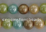 CSB1103 15.5 inches 12mm round mixed color shell pearl beads