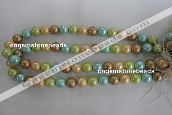 CSB1103 15.5 inches 12mm round mixed color shell pearl beads