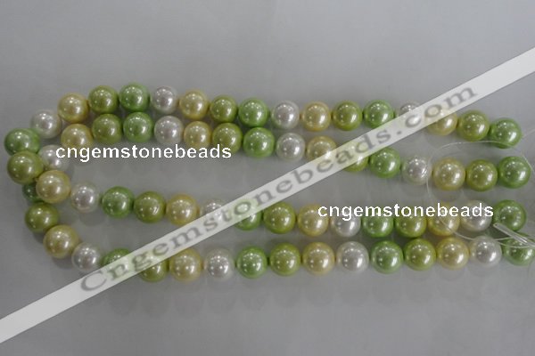 CSB1104 15.5 inches 12mm round mixed color shell pearl beads