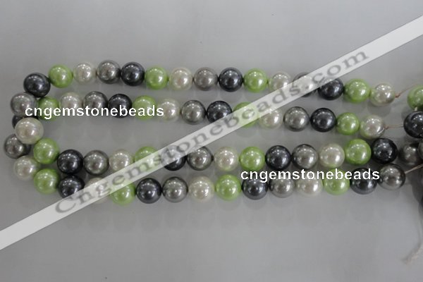 CSB1105 15.5 inches 12mm round mixed color shell pearl beads