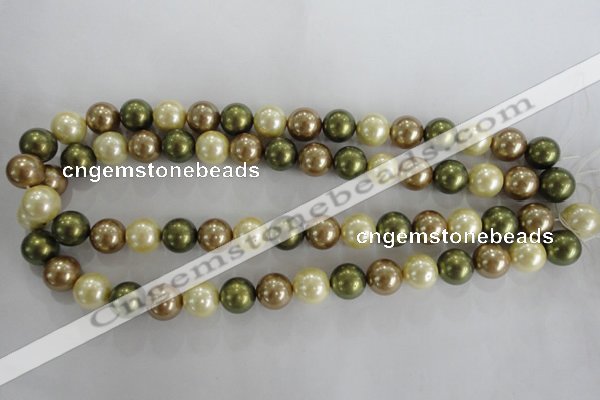 CSB1106 15.5 inches 12mm round mixed color shell pearl beads