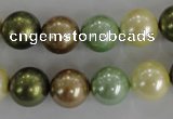 CSB1107 15.5 inches 12mm round mixed color shell pearl beads