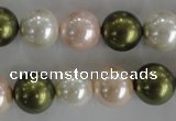 CSB1109 15.5 inches 12mm round mixed color shell pearl beads